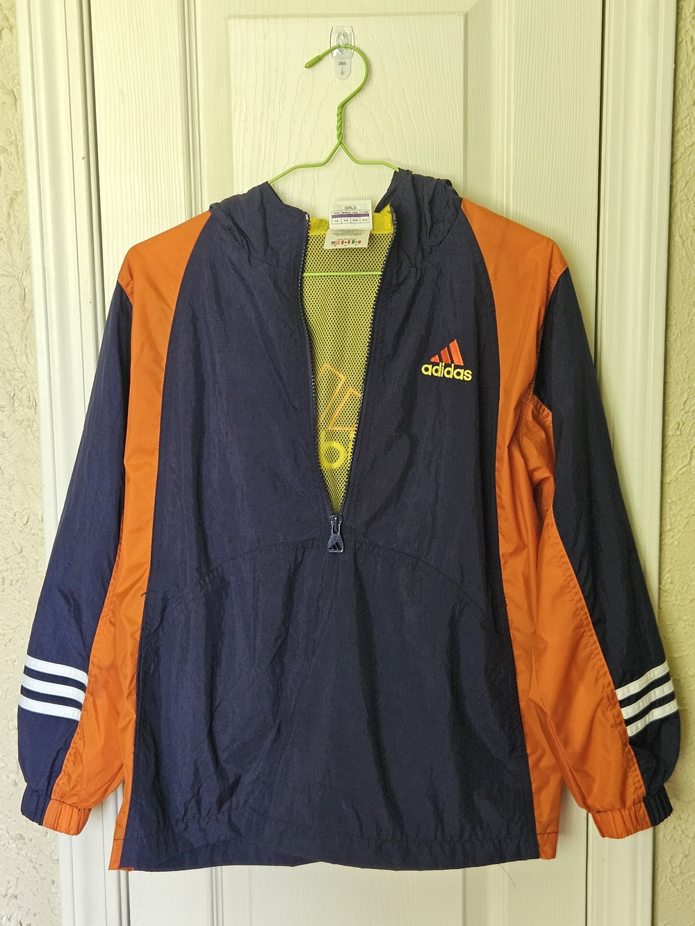 adidas Kids Navy and Orange Hooded Windbreaker Pullover